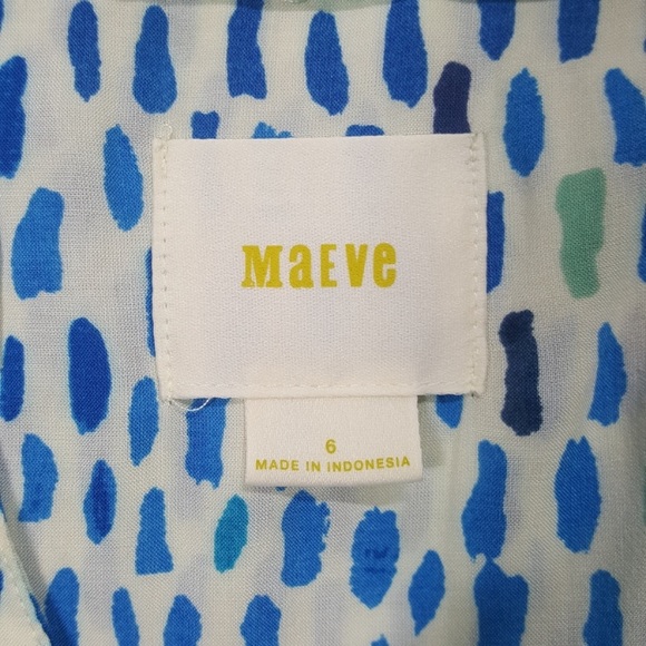 Anthro Maeve Blue Dot Sleeveless Button Down Top 6 - Picture 6 of 7